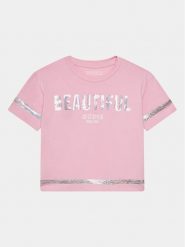 Guess T-Shirt J4RI08 K6YW4 Różowy Regular Fit. Czerwone t-shirty i topy dla dziewczynek Guess, z aplikacjami, z bawełny, bez ramiączek. Za 199.99 zł.