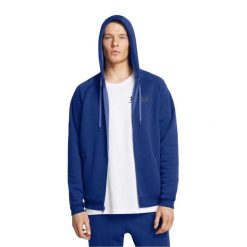 Męska bluza z kapturem na zamek (Niebieska). Niebieskie bluzy męskie Under Armour, na zimę, m, bez wzorów, z materiału, z kapturem. Za 324.80 zł.
