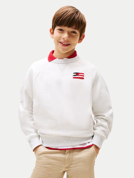 Tommy Hilfiger Bluza KB0KB09571 D Szary Relaxed Fit. Szare bluzy dla chłopców Tommy Hilfiger, bez wzorów, z bawełny, bez ramiączek, bez kaptura. Za 229.99 zł.