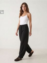 Spodnie dresowe barrel fleece - czarny. Czarne spodnie dresowe damskie Sinsay, l, bez wzorów, z dresówki. Za 39.99 zł.
