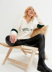 Bluza o fasonie oversize. Brązowe bluzy damskie bonprix, bez wzorów, bez kaptura. Za 99.99 zł.