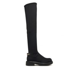 Muszkieterki LOVE MOSCHINO. Czarne kozaki damskie Love Moschino, bez obcasa, na płaskiej podeszwie. Za 1,099.00 zł.