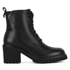 Botki U.S. Polo Assn. Czarne botki damskie U.S. Polo Assn., bez obcasa, na słupku, bez zapięcia. Za 399.99 zł.