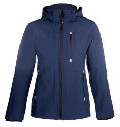 Wodoodporna kurtka jeździecka z kapturem HKM Sport. Niebieskie kurtki damskie HKM, m, bez wzorów, z materiału, z kapturem. Za 351.50 zł.
