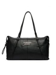 Tommy Jeans Torebka Pebble Grain Metal Logo Tote Bag AW0AW18472 Czarny. Czarne torebki do ręki damskie Tommy Jeans, bez wzorów, z jeansu, bez dodatków. Za 569.99 zł.
