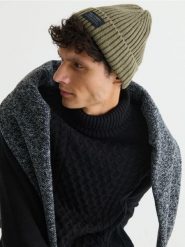 Czapka beanie - zielony. Zielone czapki i kapelusze męskie Sinsay, bez wzorów. Za 9.99 zł.