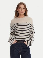 Tommy Hilfiger Sweter WW0WW46438 Écru Regular Fit. Swetry damskie Tommy Hilfiger, xl, bez wzorów, z wełny, bez kołnierzyka, bez ramiączek, bez kaptura. Za 559.99 zł.