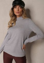 Jasnoszary Sweter Klasyczny z Dodatkiem Wiskozy Nerisoa. Szare swetry damskie Renee, l, bez wzorów, z wiskozy, casualowe, bez kołnierzyka, bez ramiączek, długie, bez kaptura. Za 59.99 zł.