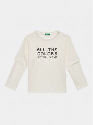 United Colors Of Benetton Bluzka 3VR5C10DH Biały Regular Fit. Białe t-shirty dla chłopców United Colors Of Benetton, bez wzorów, z bawełny, bez ramiączek. Za 49.99 zł.