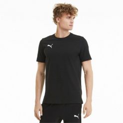 Koszulka męska Puma teamGOAL 23 Casuals. Czarne koszulki sportowe męskie Puma, m, bez wzorów, z bawełny, bez kołnierzyka, bez ramiączek, do piłki nożnej. Za 97.79 zł.