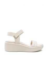 ECCO Sandały Flowt Wedge Lx W 27330359113 Beżowy. Brązowe sandały damskie ecco, bez wzorów, z nubiku, bez obcasa, na koturnie, bez zapięcia. Za 449.99 zł.