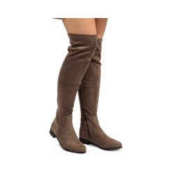 Taupe kozaki damskie 3037-49. Brązowe kozaki damskie ButyModne, bez obcasa. Za 89.00 zł.