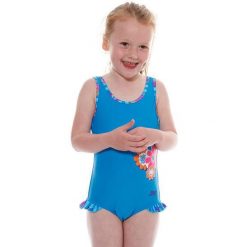 Strój pływacki jednoczęściowy dla dzieci Zoggs Regatta. Niebieskie stroje kąpielowe dla dziewczynek ZOGGS, bez wzorów. Za 49.00 zł.