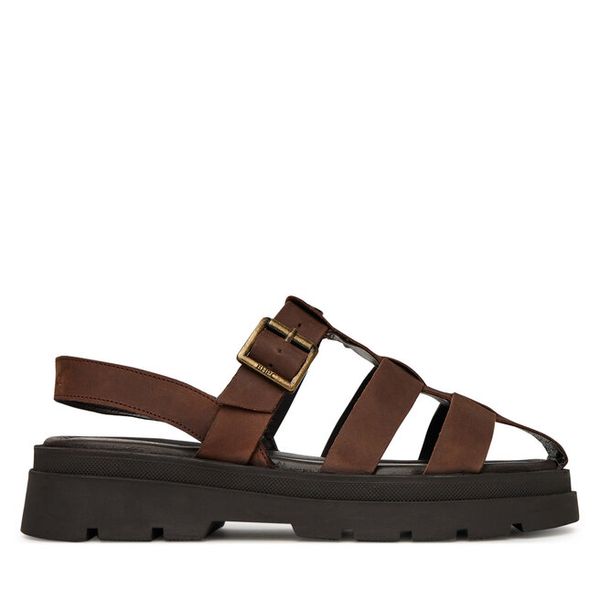 Sandały Beverly Hills Polo Club. Brązowe sandały damskie Beverly Hills Polo Club, bez wzorów, bez obcasa, na płaskiej podeszwie, bez zapięcia. Za 279.99 zł.