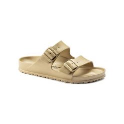 Klapki damskie Birkenstock Arizona Eva. Żółte klapki damskie Birkenstock, bez wzorów, z materiału, bez obcasa. Za 335.00 zł.