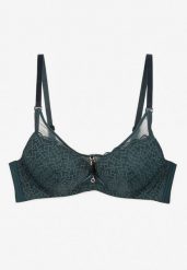 Ciemnozielony Biustonosz Koronkowy z Efektem Push-Up Donantia. Zielone biustonosze Born2be, bez wzorów, z jeansu. Za 34.99 zł.