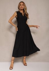 Czarna Rozkloszowana Sukienka z Wiskozy Lirune. Czarne sukienki damskie Renee, na co dzień, na lato, l, bez wzorów, z wiskozy, eleganckie, bez kołnierzyka, bez ramiączek, maxi, rozkloszowane. Za 99.99 zł.