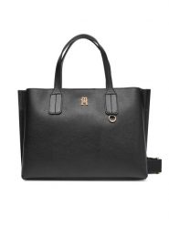 Tommy Hilfiger Torebka Th Distinct Mini Tote AW0AW17459 Czarny. Czarne torebki do ręki damskie Tommy Hilfiger, bez wzorów, ze skóry, bez dodatków. Za 519.99 zł.