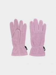 4F Rękawiczki polarowe dziecięce - różowe L/XL. Czerwone buty zimowe chłopięce 4f, bez wzorów, z polaru. W wyprzedaży za 19.99 zł.