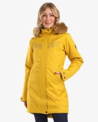 Płaszcz damski Kilpi Peru. Żółte płaszcze damskie Kilpi, l, bez wzorów, z materiału, eleganckie, z kapturem. Za 435.50 zł.