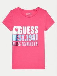 Guess T-Shirt J4YI00 K6YW4 Różowy Regular Fit. Czerwone t-shirty i topy dla dziewczynek Guess, z aplikacjami, z bawełny, bez ramiączek. Za 49.99 zł.
