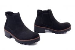 Rieker 79265-00 black, botki damskie. Czarne botki damskie Rieker, bez obcasa, na obcasie, bez zapięcia. Za 359.90 zł.