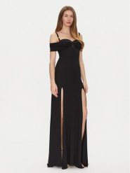 Elisabetta Franchi Sukienka wieczorowa AB-R08-51E2-V800 Czarny Regular Fit. Czarne sukienki damskie Elisabetta Franchi, bez wzorów, z wiskozy, wizytowe, bez kołnierzyka, bez ramiączek. Za 1,999.00 zł.