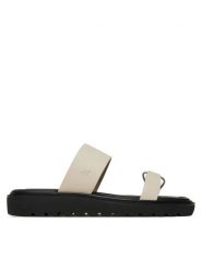Calvin Klein Jeans Klapki Rope Sandal Soft Lth Mg YW0YW01864 Écru. Klapki damskie Calvin Klein Jeans, bez wzorów, z jeansu, bez obcasa. Za 309.99 zł.