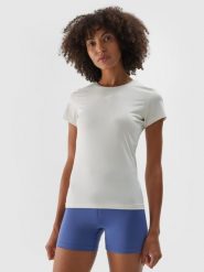 4F Koszulka treningowa regular szybkoschnąca damska - beżowa L. Brązowe koszulki sportowe damskie 4f, l, bez wzorów, z dzianiny, bez kołnierzyka, bez ramiączek, na fitness i siłownię. W wyprzedaży za 39.99 zł.