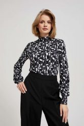 Wzorzysta bluzka. Bluzki damskie MOODO, m, bez wzorów, z elastanu, bez kołnierzyka, bez ramiączek. W wyprzedaży za 39.99 zł.