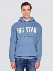 Bluza męska z kapturem z logo BIG STAR niebieska Ashlyno 402. Niebieskie bluzy męskie Big Star, l, bez wzorów, z dzianiny, z kapturem. Za 249.99 zł.