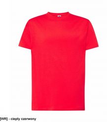 T-shirt JHK TSRA 150 - męski z krótkim rękawem wzmocniony lycrą ściągacz, 100% bawełna, 155-160g - ciepły czerwony XL. Czerwone t-shirty męskie JHK, m, bez wzorów, z bawełny, bez kołnierzyka. Za 20.50 zł.