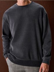 Bluza crewneck w prążki - szary. Szare bluzy męskie Sinsay, l, bez wzorów, bez kaptura. Za 59.99 zł.