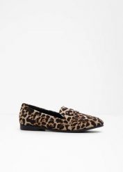 Loafersy w panertkę. Brązowe baleriny damskie bonprix, bez wzorów, bez obcasa. Za 97.99 zł.