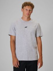 4F T-shirt regular z nadrukiem męski - szary S. Szare t-shirty męskie 4f, m, bez wzorów, z bawełny, klasyczne, bez kołnierzyka. Za 69.99 zł.