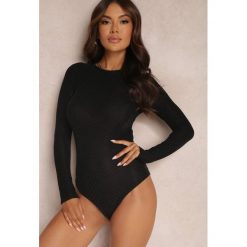 Czarne Body z Metaliczną Nitką Hacuihu. Czarne bluzki damskie Renee, l, z aplikacjami, z dzianiny, klasyczne, bez kołnierzyka, bez ramiączek. Za 79.99 zł.