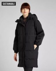 LEE LONG PUFFER DAMSKA KURTKA ZIMOWA BLACK L56IXW01 112140309. Czarne kurtki damskie Lee, na zimę, l, bez wzorów, bez kaptura. Za 409.99 zł.