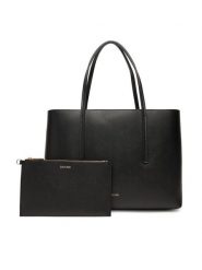 Calvin Klein Torebka Foil Logo Small Tote LV04F3275G Czarny. Czarne torebki do ręki damskie Calvin Klein, bez wzorów, ze skóry, bez dodatków. Za 479.99 zł.