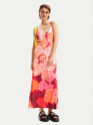 Desigual Sukienka letnia Nerea 24SWVK19 Różowy Regular Fit. Czerwone sukienki damskie Desigual, na lato, l, bez wzorów, z syntetyku, bez kołnierzyka, bez ramiączek. Za 329.99 zł.