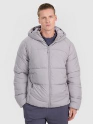 4F Kurtka puchowa z wypełnieniem syntetycznym męska - szara 3XL. Szare kurtki męskie 4f, na zimę, m, bez wzorów, z dzianiny. Za 329.99 zł.