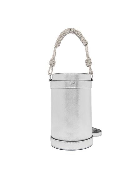 PINKO Torebka Mini Bucket Manico 25-26 PLTT 105910 Srebrny. Szare torebki do ręki damskie Pinko, bez wzorów, ze skóry, bez dodatków. Za 1,689.00 zł.