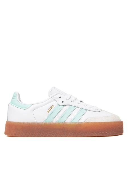 Adidas Sneakersy Sambae JQ1314 Biały. Białe buty sportowe dziewczęce Adidas, bez wzorów, ze skóry, bez zapięcia. Za 246.99 zł.