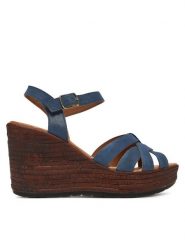Lasocki Sandały WI23-LEMONE-03 Niebieski. Niebieskie sandały damskie Lasocki, bez wzorów, z nubiku, bez obcasa, na koturnie, bez zapięcia. Za 199.99 zł.