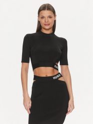 Hugo Sweter Satchina 50508600 Czarny Slim Fit. Czarne swetry damskie Hugo, xl, bez wzorów, z wiskozy, bez kołnierzyka, bez ramiączek, bez kaptura. Za 909.99 zł.