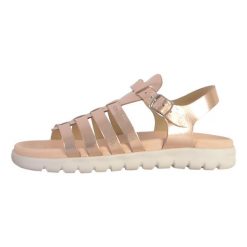 Sandały GEOX J S. SOLEIMA G.B - METAL.LEA Brąz. Brązowe obuwie sportowe damskie Geox, bez wzorów, ze skóry, trekkingowe. Za 249.99 zł.