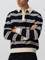 Bluza regular fit z kołnierzem - granatowy. Niebieskie bluzy męskie Reserved, l, bez wzorów, z bawełny, bez kaptura. Za 149.99 zł.