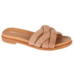 Klapki Emu Australia Ikara W13054-CAME beżowy. Brązowe klapki damskie bez wzorów, z gumy, casualowe, bez obcasa. Za 501.90 zł.