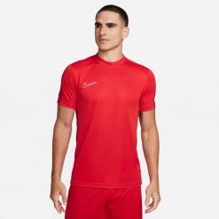 Koszulka treningowa męska Nike DF Academy 23. Czerwone koszulki sportowe męskie Nike, m, bez wzorów, z poliesteru, bez kołnierzyka, bez ramiączek, do piłki nożnej. W wyprzedaży za 92.70 zł.