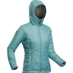 Kurtka trekkingowa damska Forclaz MT100. Zielone kurtki damskie FORCLAZ, m, bez wzorów, z materiału, bez kaptura. Za 179.99 zł.