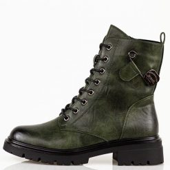 Zielone trapery damskie M.Daszyński 2508-4. Brązowe śniegowce i trapery damskie M.Daszyński, z jeansu. Za 199.00 zł.